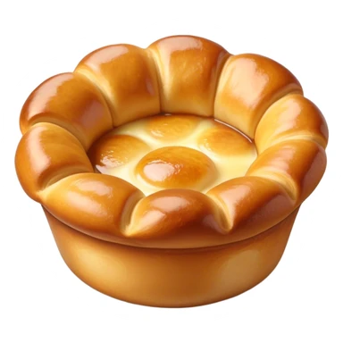 Cinematic Realistic Yorkshire Pudding Dish Emoji, showcasing a light, airy, golden puff with a crispy exterior rendered with lifelike detail and soft natural lighting that accentuates its classic appeal. sticker