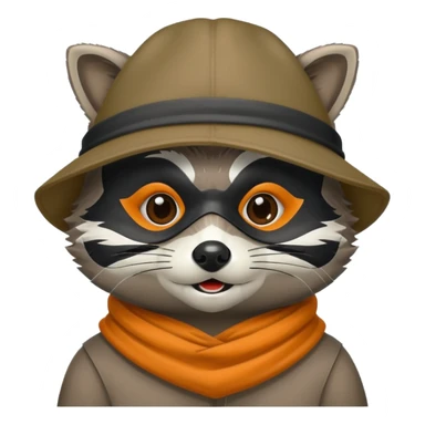raccoon with mask and incognito hat sticker