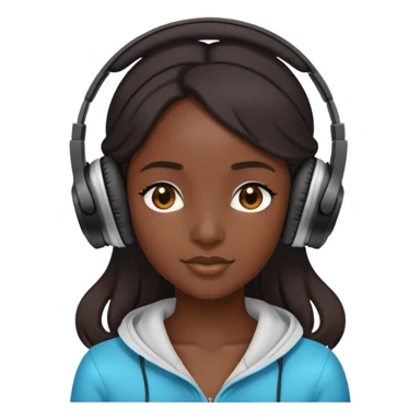 Black Girl with headphones  sticker