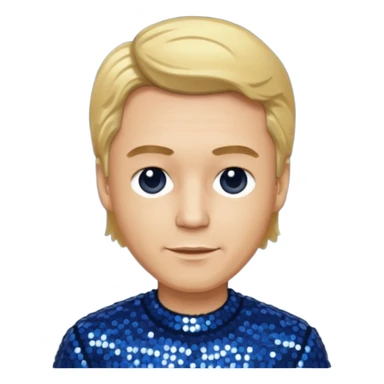 Bill Sage as Coach Heider from Mysterious Skin with light skin, golden blonde hair, dark blue sequin outfit sticker