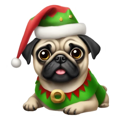  Christmas pug elf sticker