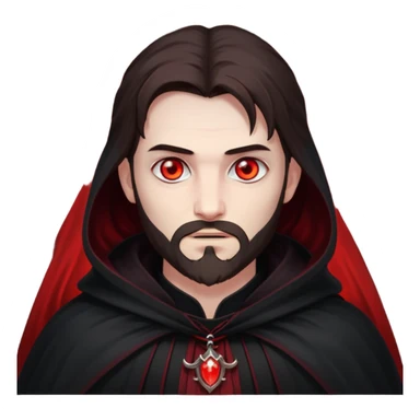 Evil, shadowie Male lord with Red glowing eyes and Long darkBrown Hair and chin beard sticker
