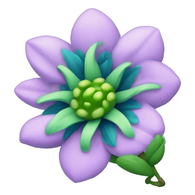 una flor azul con espinas y tallos verdes sticker