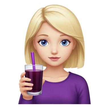 blonde girl with blue eyes holding a glass of elderberry juice sticker