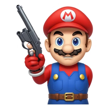 evil Mario with a gun sticker