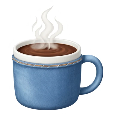 mug of hot chocolate with denim design sticker