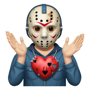 Jason Voorhees, looking cute, making a heart with his hands sticker