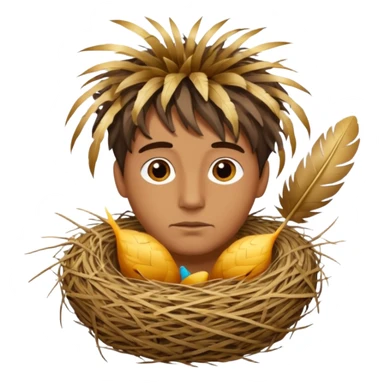 Man who has a Birds Nest for hair sticker