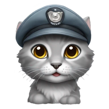 Cute grey kitten wearing a pilot’s hat sticker