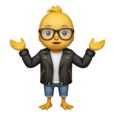 chick animal with glasses, wearing leather jacket sticker