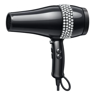 black blow dryer covered in diamonds sticker