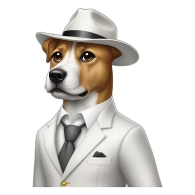 Perro blanco vestido con traje y cara de mafioso sticker