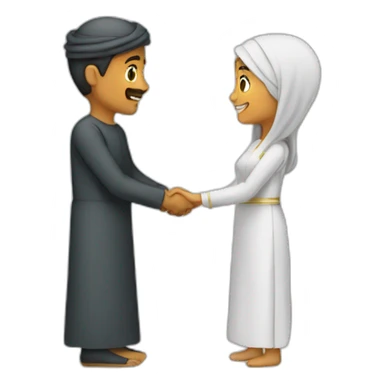 Omani man and a woman shaking hands sticker