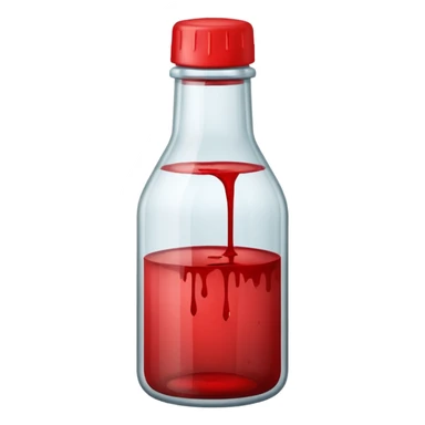 saline bottle wwith blood stains sticker