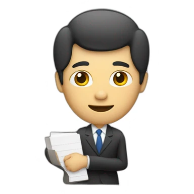 a man in a suit holding a folder in his right hand sticker