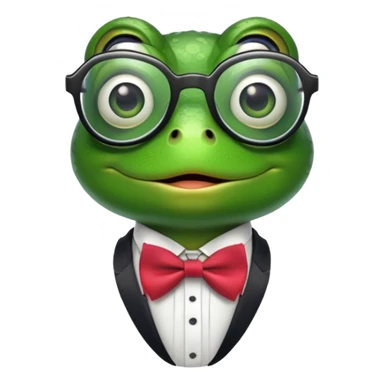 frog with glasses and bow tie making a silly face sticker