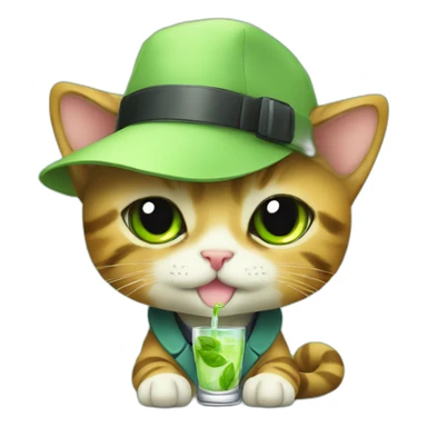 baby detective cat drinking mojito sticker