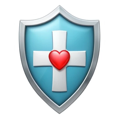 Shield with heart symbol and medical cross, representing sexual health protection sticker
