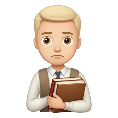 upset and annoyed man with tons of many heavy books sticker