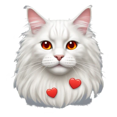 White Maine Coon with red heart eyes sticker