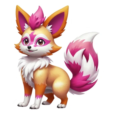 Electric girly feminine elegant lanky realistic shiny glittery shimmering shimming snowy white pink magenta feathery Fennekin-Growlithe-Electrike-fusion-Fakemon-Digimon-Pokémon-creature (full body) sticker