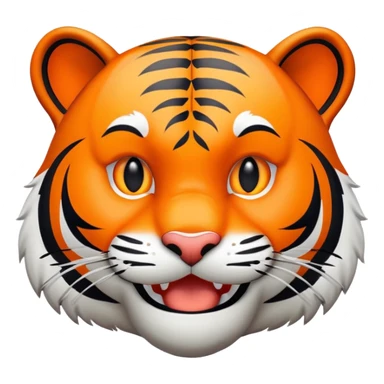 trolling tiger face with mischievous grin for Twitch emote sticker