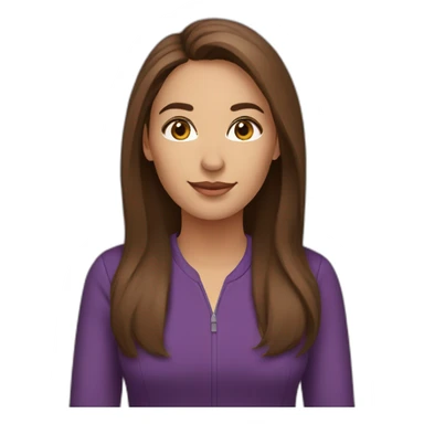 woman strategic planner with purple pull over without glasses, brown and long hair sticker