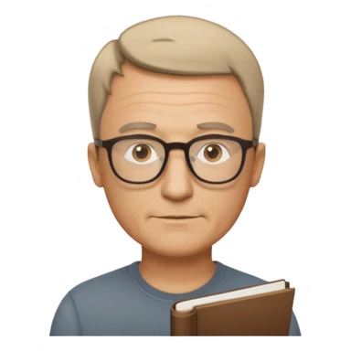 hombre, 50 años pelo poco rapado delgado con gafas de lectura sticker