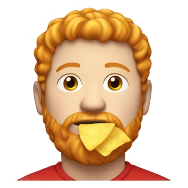 A fat man who’s ginger with a red hoodie eating chips sticker