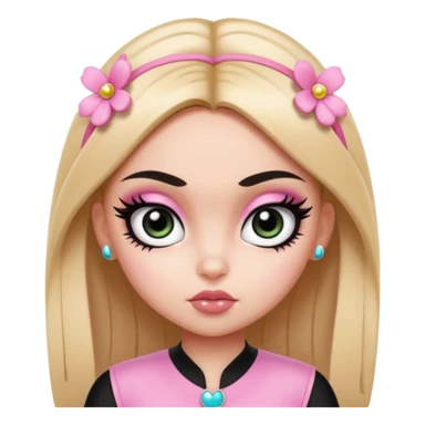 powerpuff girls blossm russian features, beauty, pretty eyes, black eyeliner, pretty bratz baddie sticker