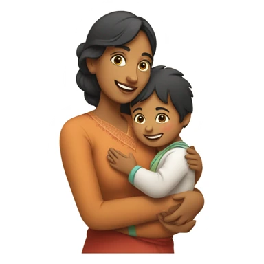 an indian mom with a kid sticker