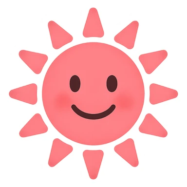 pink sun emoji, bright and happy sticker