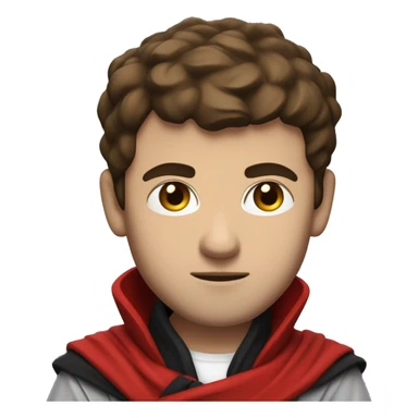 Swordsman, Serious Face, Brown Hair & Eyes, White T-Shirt underneath Red Jacket, Black Scarf, Armoured. sticker