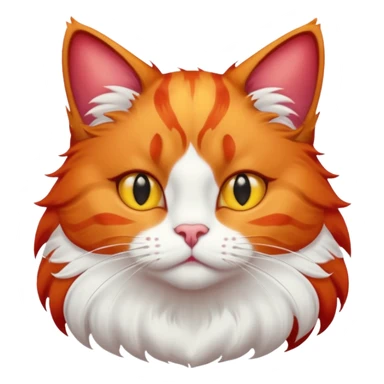 red cat with a white breast, a red spot on the chin. yellow eyes. fluffy. sticker