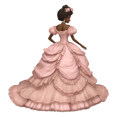 Beautiful highly detailed vintage pink rococo baroque gown sticker