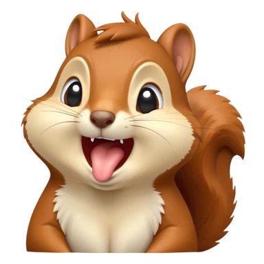 cinematic-cute-yawning squirrel-portrait-emoji,-head-tilted-playfully-and-inquisitively,-featuring-a-fluffy,-vibrant-auburn-fur-with-a-delicate-cream-belly-and-a-bushy-tail,wide-open yawn, revealing a soft grey  -round,-sparkling-eyes-filled-with-curious-mischief, sticker