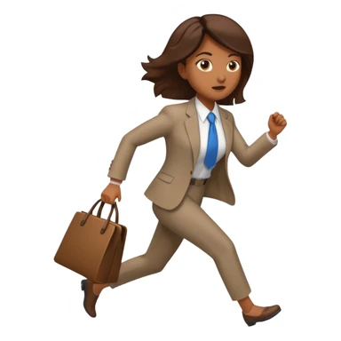 brown skinned female in business attire running out of door sticker