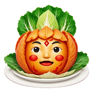 kimchi napa cabbage leaves fully marinated in bright red pepper paste, vibrant red, no face sticker