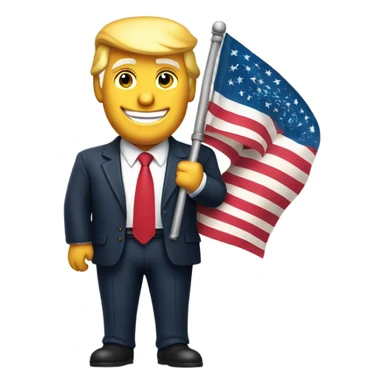 Donald trump holding a flag sticker