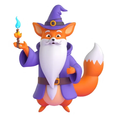 fox wizard casting a spell sticker