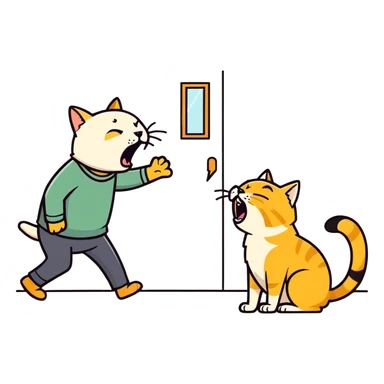 golden cat ￼ yelling at old blind man ￼ sticker