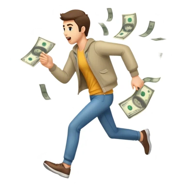guy running away with money  sticker
