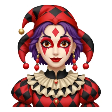 jester woman, black and red sticker