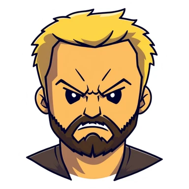 angry man with blonde hair and beard sticker