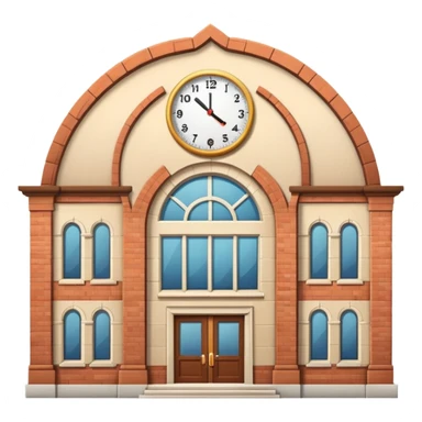 school building with a clock sticker