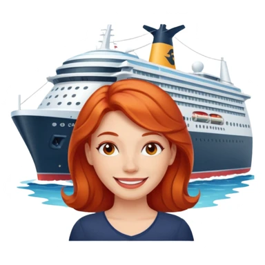 red headed woman with a cruise ship in the background sticker