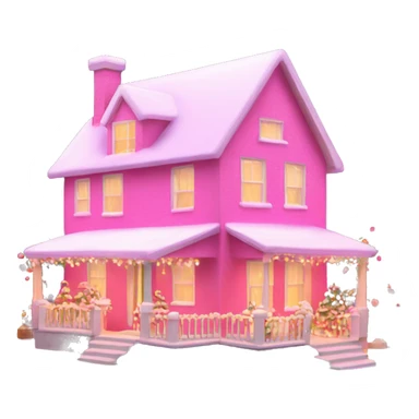 pink house with christmas lights sticker