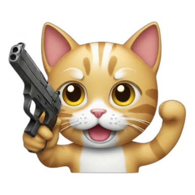 a cat with a gun sticker
