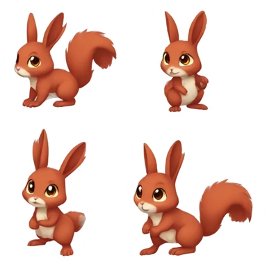 Anthro Sona Fakemon Full Body Red Rabbit Squirrel Chibi Cute  sticker