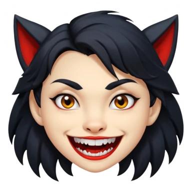 Werewolf black hair girl with a smile sticker